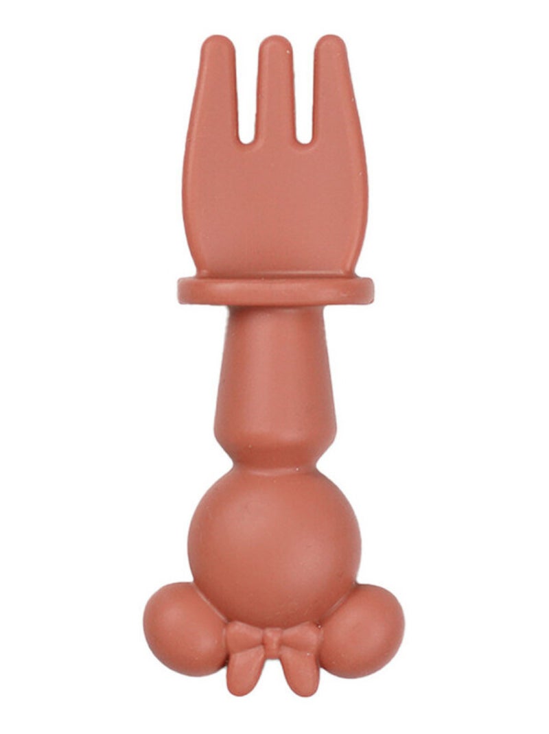 Set de 2 cubiertos de silicona Thermobaby Minnie Baby cuchara y tenedor Rosa - Kiabi