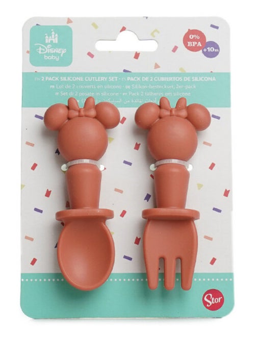 Set de 2 cubiertos de silicona Thermobaby Minnie Baby cuchara y tenedor - Kiabi