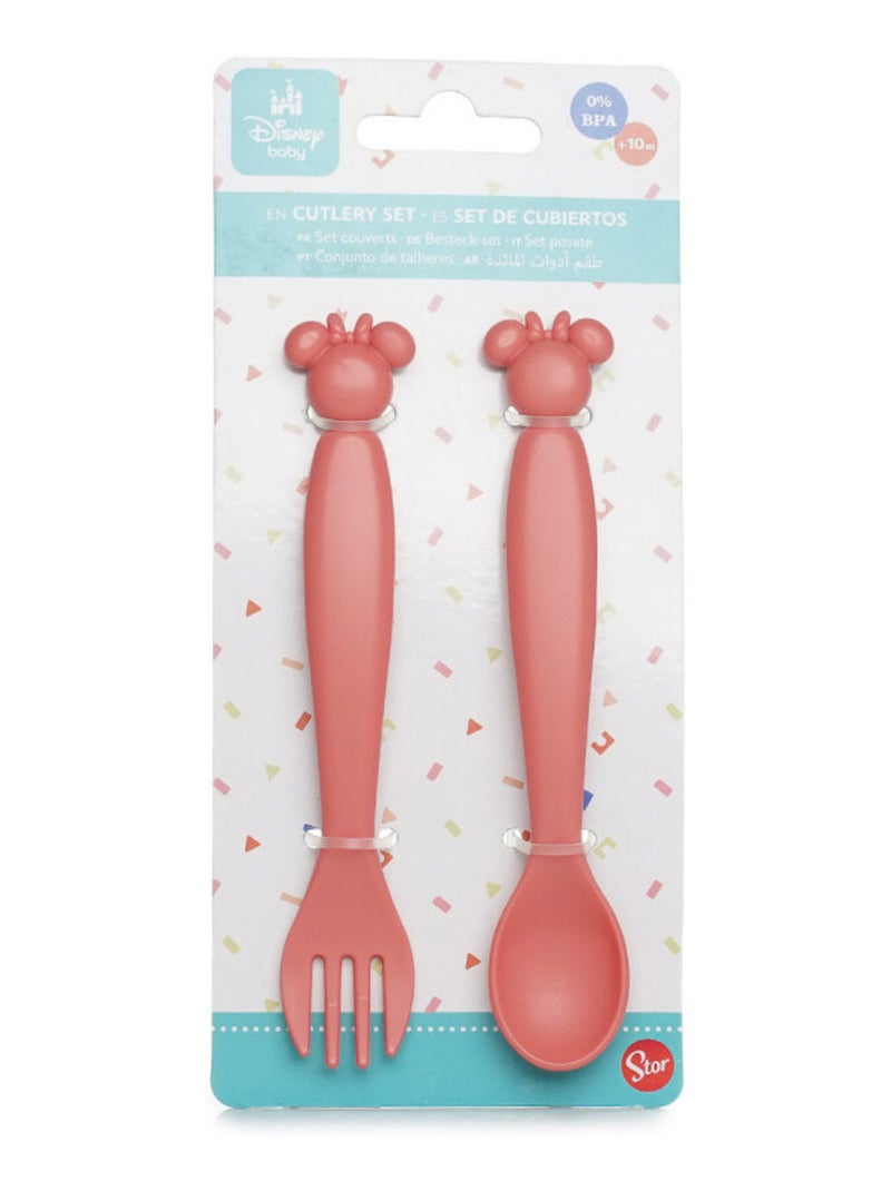 Set de 2 cubiertos infantiles Minnie Thermobaby de plástico sin BPA Rosa - Kiabi