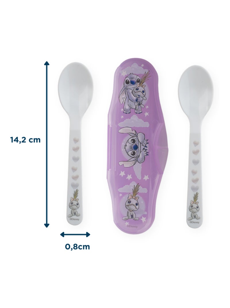 Set de 2 cucharas para bebé Disney Lilo & Stitch con estuche de transporte Violeta - Kiabi