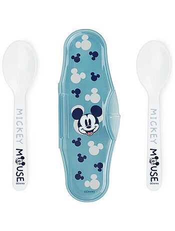 Set de 2 cucharas para bebé Mickey Mouse Thermobaby con estuche de transporte