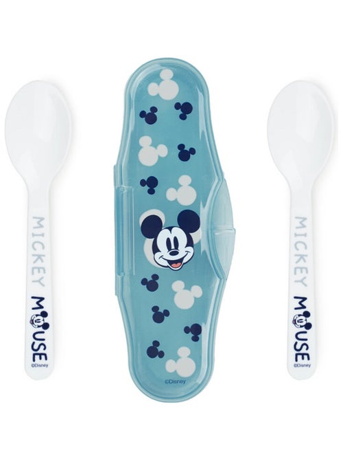 Set de 2 cucharas para bebé Mickey Mouse Thermobaby con estuche de transporte - Kiabi Set de 2 cucharas para bebé Mickey Mouse Thermobaby con estuche de transporte - Kiabi
