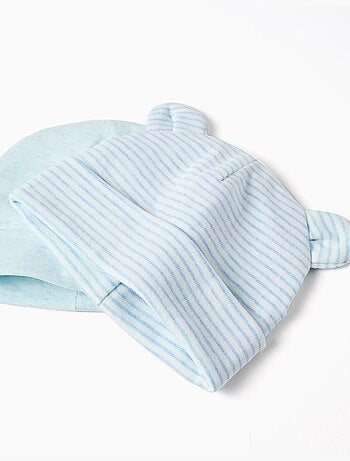 Set de 2 gorros de algodón lisos/rayas