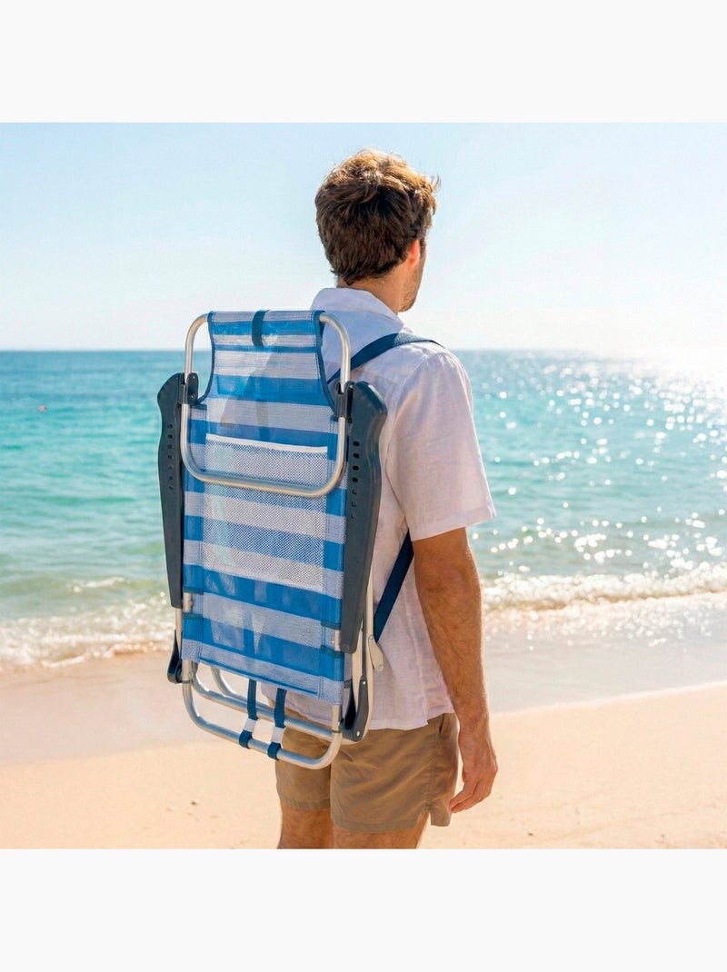 Set de 2 sillas playa baja multiposición 47x49x82 cm aktive Azul Blanco - Kiabi