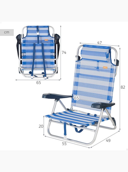 Set de 2 sillas playa baja multiposición 47x49x82 cm aktive - Kiabi