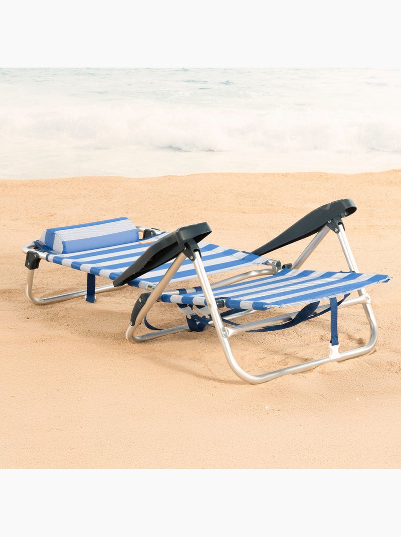 Set de 2 sillas playa baja multiposición 47x49x82 cm aktive Azul Blanco - Kiabi