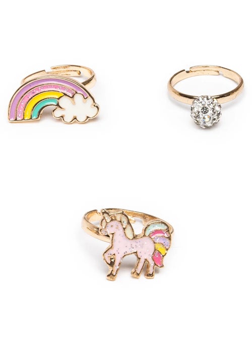 Set de 3 anillos ajustables unicornio arcoíris | Great Pretenders - Kiabi