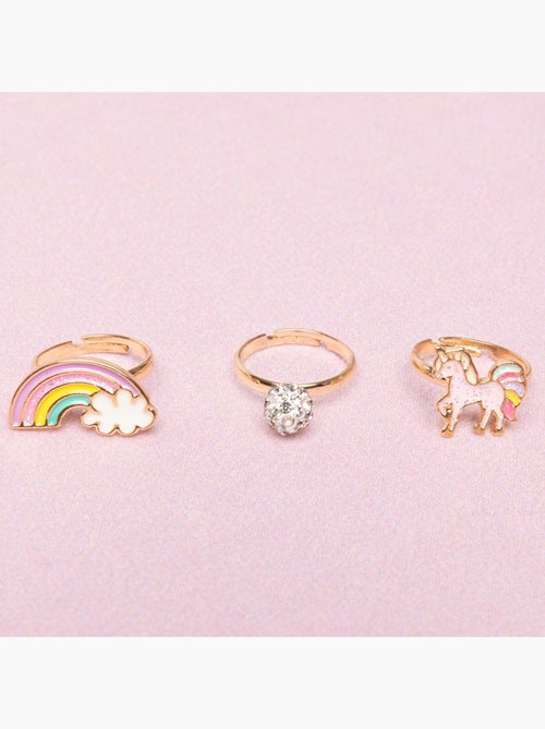 Set de 3 anillos ajustables unicornio arcoíris | Great Pretenders - Kiabi