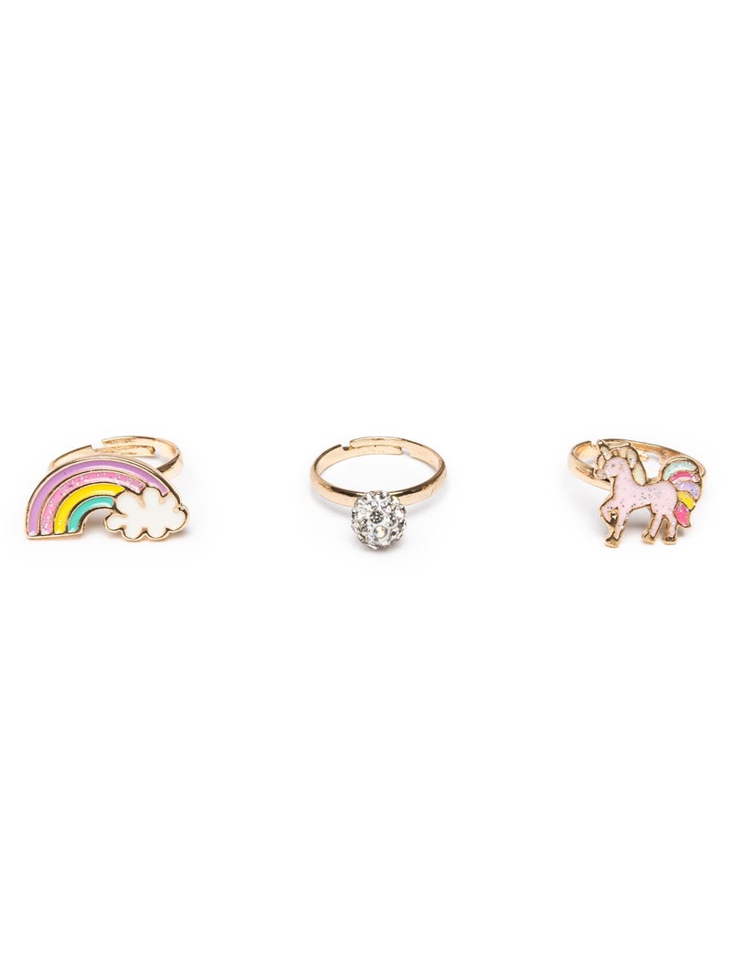 Set de 3 anillos ajustables unicornio arcoíris | Great Pretenders Rosa - Kiabi