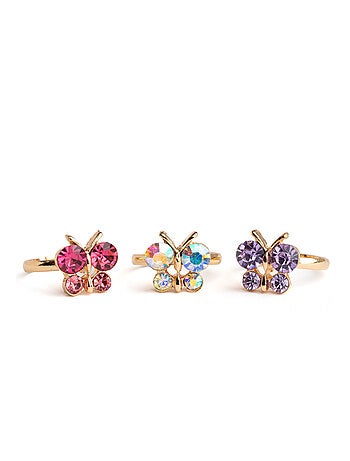 Set de 3 anillos con mariposas brillantes | Great Pretenders
