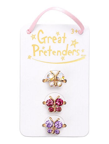 Set de 3 anillos con mariposas brillantes | Great Pretenders