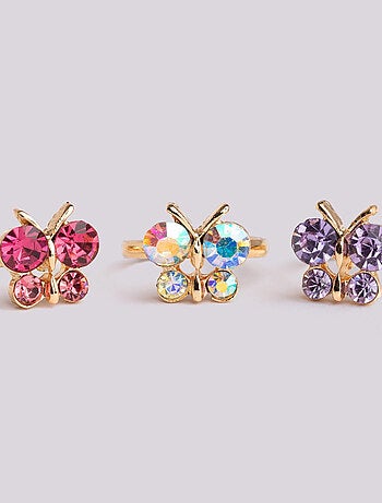Set de 3 anillos con mariposas brillantes | Great Pretenders
