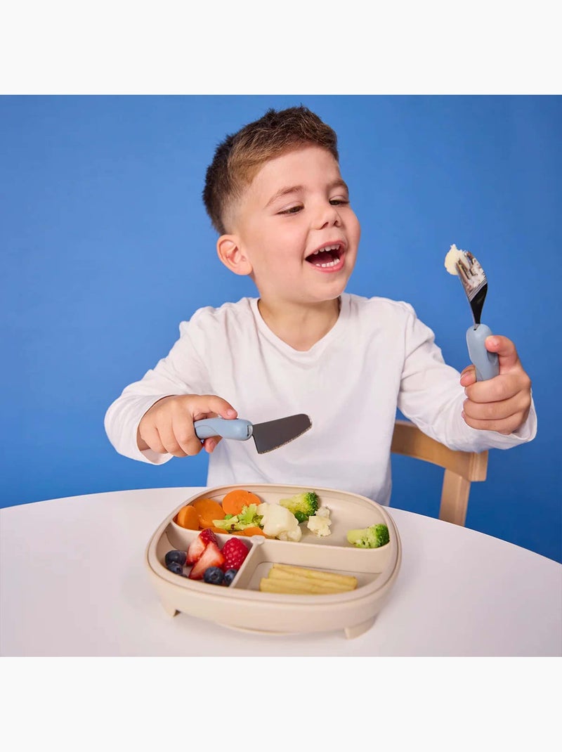 Set de 3 cubiertos ergonómicos de acero inoxidable para niño | b.box Azul - Kiabi
