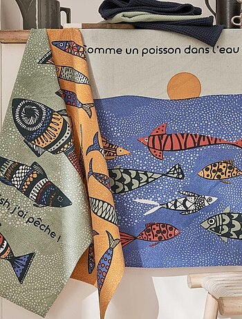 Set de 3 paños de cocina con diseño de peces