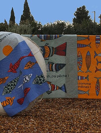 Set de 3 paños de cocina con diseño de peces
