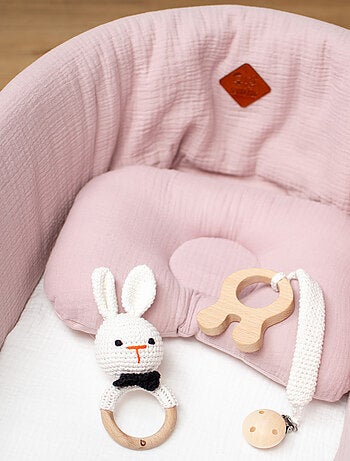 Set de 3 sonajeros de algodón y madera natural | SEVIRA KIDS