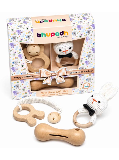 Set de 3 sonajeros de algodón y madera natural | SEVIRA KIDS - Kiabi