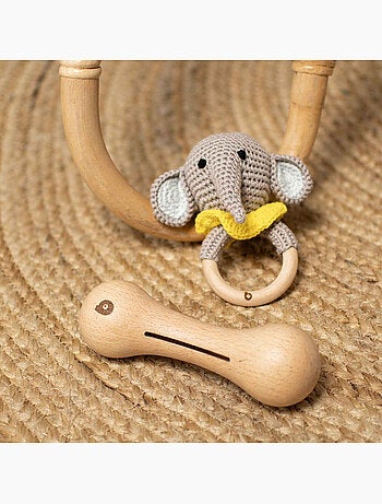 Set de 3 sonajeros de algodón y madera natural | SEVIRA KIDS