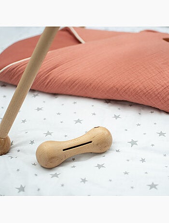 Set de 3 sonajeros de algodón y madera natural | SEVIRA KIDS