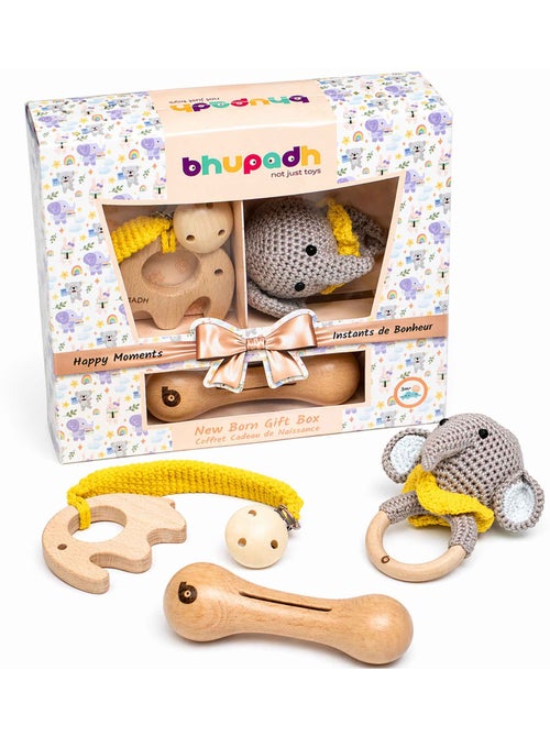 Set de 3 sonajeros de algodón y madera natural | SEVIRA KIDS - Kiabi