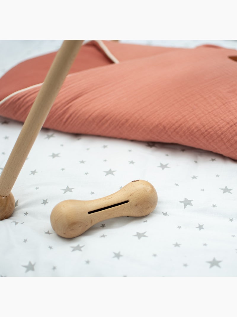 Set de 3 sonajeros de algodón y madera natural | SEVIRA KIDS Gris topo - Kiabi