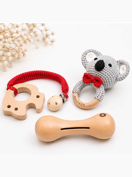 Set de 3 sonajeros de algodón y madera natural | SEVIRA KIDS - Kiabi