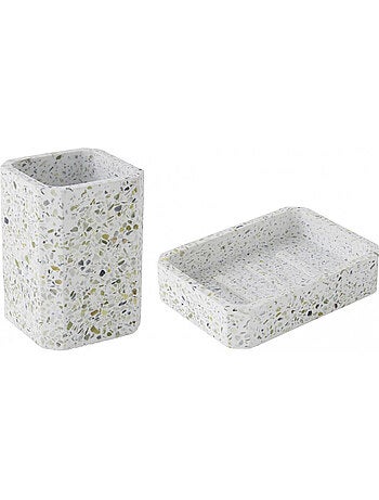Set de accesorios de baño efecto terrazzo 2 piezas – Soporte jabón y cepillos Guy Levasseur