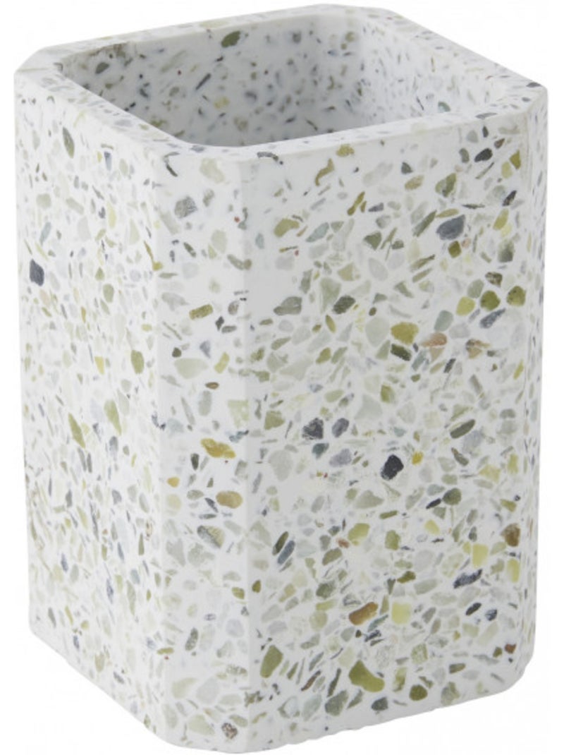 Set de accesorios de baño efecto terrazzo 2 piezas – Soporte jabón y cepillos Guy Levasseur Verde/Arena - Kiabi