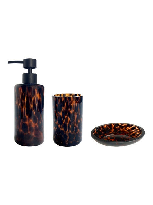 Set de accesorios de baño FAUVE de vidrio efecto leopardo – Guy Levasseur - Kiabi Set de accesorios de baño FAUVE de vidrio efecto leopardo – Guy Levasseur - Kiabi
