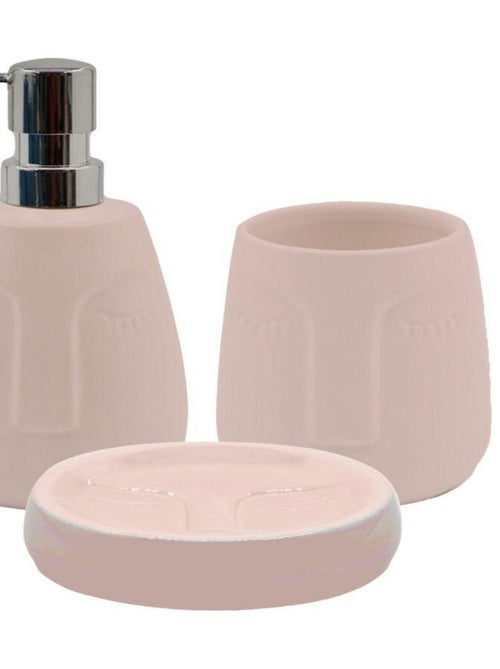 Set de accesorios de baño MOAÏ rosa de cerámica 3 piezas – Guy Levasseur - Kiabi Set de accesorios de baño MOAÏ rosa de cerámica 3 piezas – Guy Levasseur - Kiabi