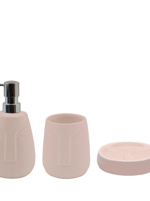 Set de accesorios de baño MOAÏ rosa de cerámica 3 piezas – Guy Levasseur - Kiabi Set de accesorios de baño MOAÏ rosa de cerámica 3 piezas – Guy Levasseur - Kiabi