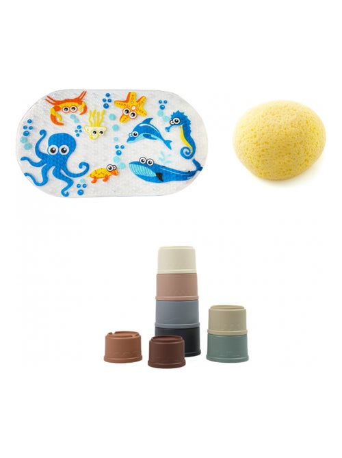 Set de accesorios de baño Thermobaby marino antideslizante, esponja, juguetes - Kiabi