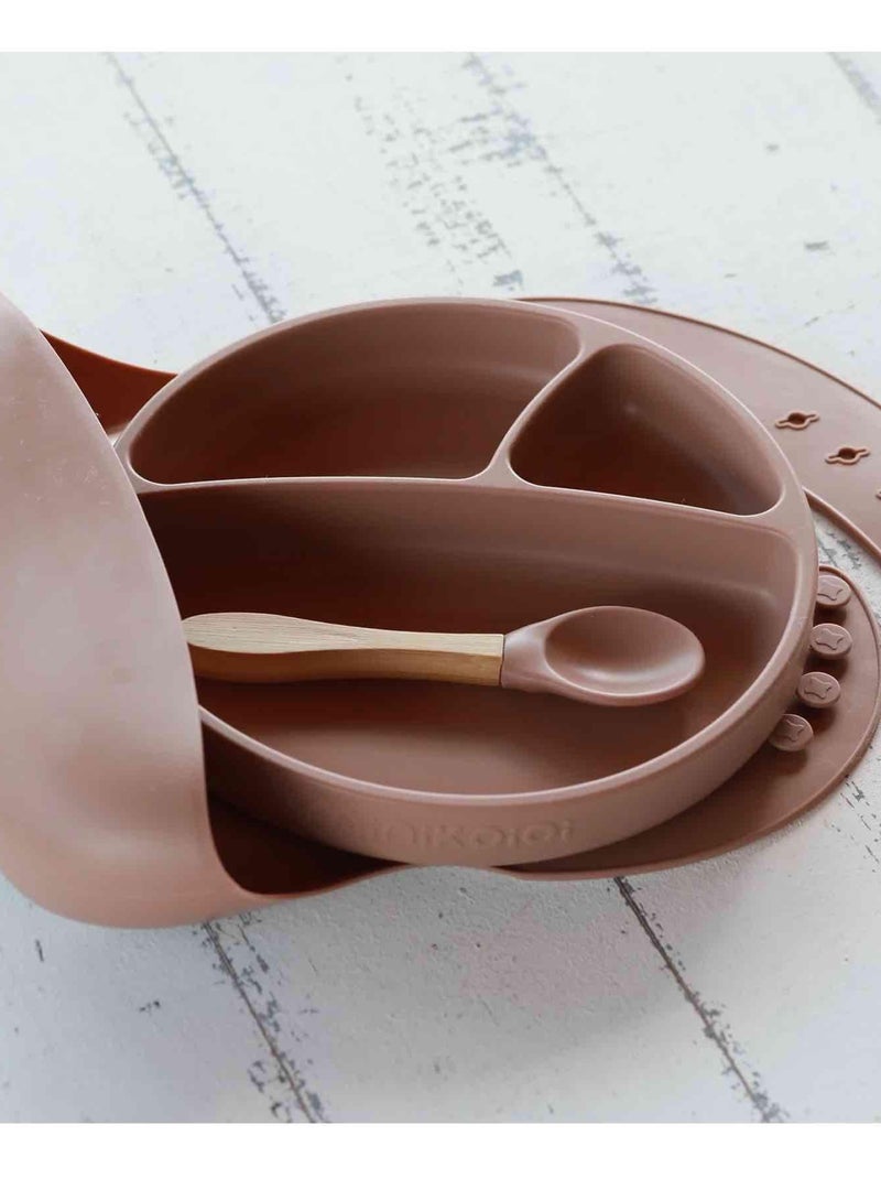 Set de alimentación para bebé de silicona | Minikoioi Marrón caramelo - Kiabi