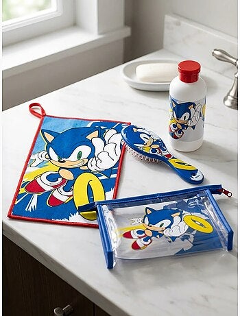 Set de aseo sonic sega neceser transparente y cepillo