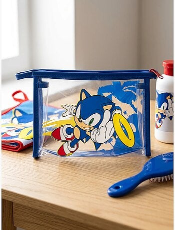 Set de aseo sonic sega neceser transparente y cepillo
