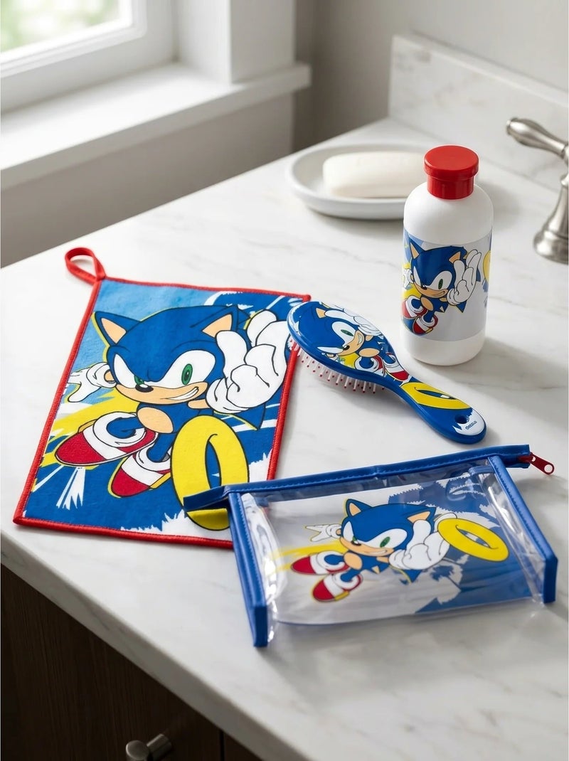 Set de aseo sonic sega neceser transparente y cepillo Azul - Kiabi