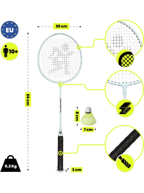 Set de bádminton HyperMotion – 2 raquetas, 1 volante, color salvia - Kiabi Set de bádminton HyperMotion – 2 raquetas, 1 volante, color salvia - Kiabi