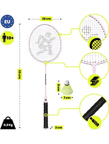 Set de bádminton HyperMotion – 2 raquetas, 1 volante rosa