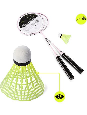 Set de bádminton HyperMotion – 2 raquetas, 1 volante rosa