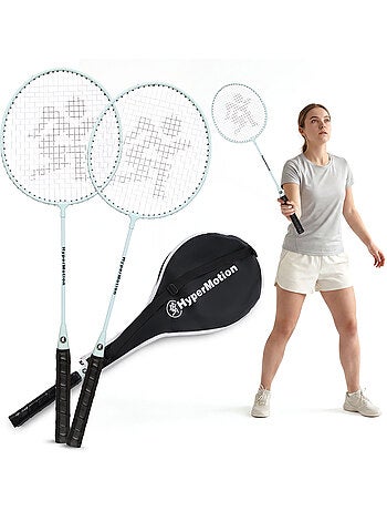 Set de bádminton HyperMotion – 2 raquetas con funda, color salvia