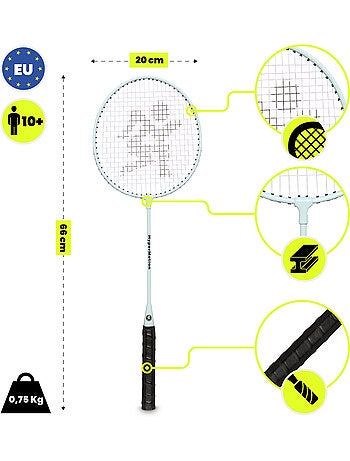 Set de bádminton HyperMotion – 2 raquetas con funda, color salvia