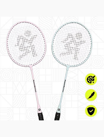 Set de bádminton HyperMotion – 2 raquetas con funda, color salvia