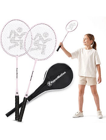 Set de bádminton HyperMotion – 2 raquetas con funda, rosa