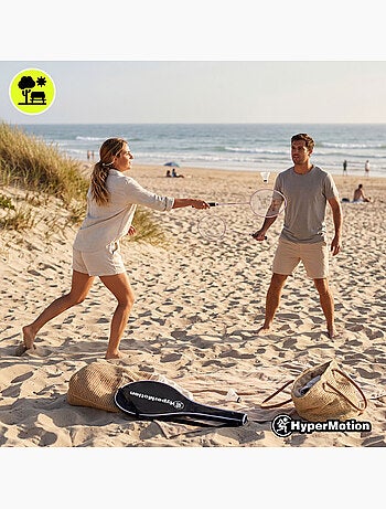 Set de bádminton HyperMotion – 2 raquetas con funda, rosa