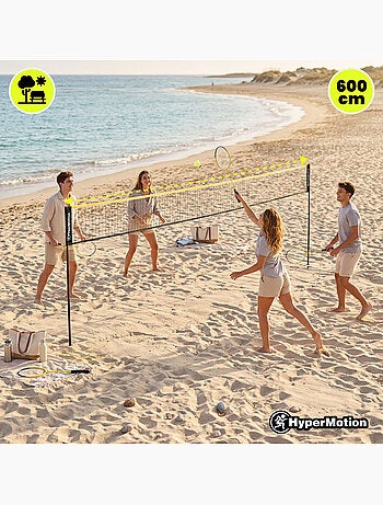 Set de bádminton HyperMotion con red de 6 m – 2 raquetas, 3 volantes y bolsa de transporte