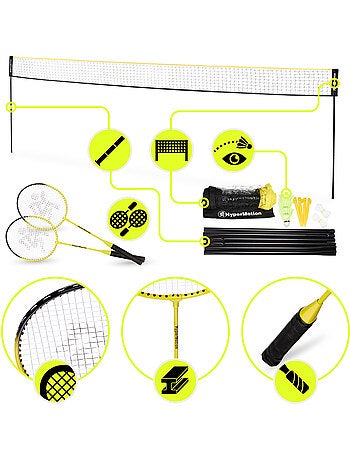 Set de bádminton HyperMotion con red de 6 m – 2 raquetas, 3 volantes y bolsa de transporte