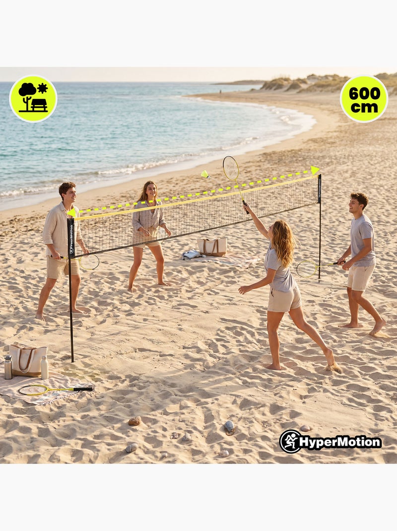 Set de bádminton HyperMotion con red de 6 m – 2 raquetas, 3 volantes y bolsa de transporte Amarillo - Kiabi