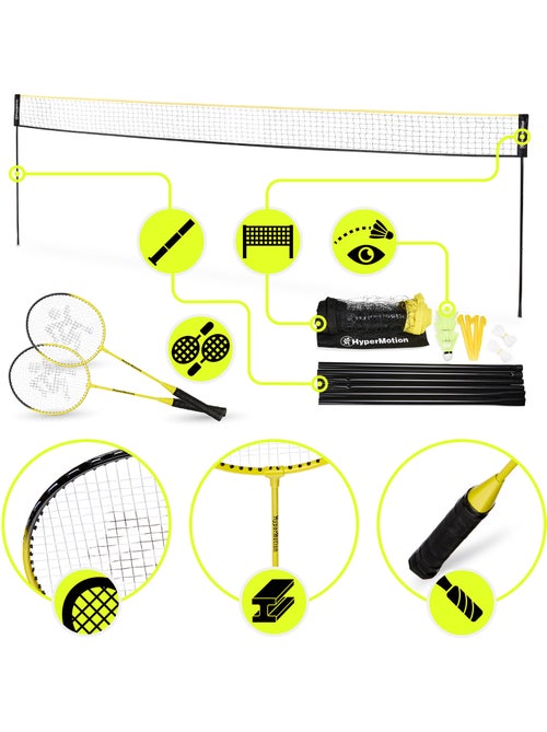 Set de bádminton HyperMotion con red de 6 m – 2 raquetas, 3 volantes y bolsa de transporte - Kiabi Set de bádminton HyperMotion con red de 6 m – 2 raquetas, 3 volantes y bolsa de transporte - Kiabi