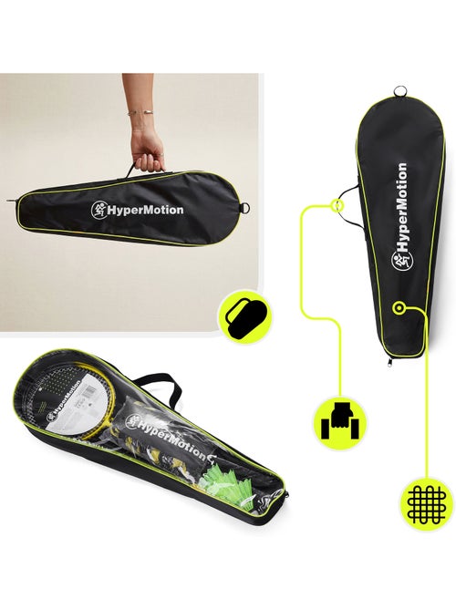 Set de bádminton HyperMotion con red de 6 m – 2 raquetas, 3 volantes y bolsa de transporte - Kiabi Set de bádminton HyperMotion con red de 6 m – 2 raquetas, 3 volantes y bolsa de transporte - Kiabi