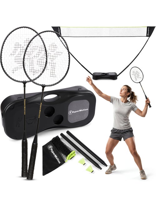 Set de bádminton portátil HyperMotion con red – 2 raquetas, 2 volantes y estuche de transporte - Kiabi Set de bádminton portátil HyperMotion con red – 2 raquetas, 2 volantes y estuche de transporte - Kiabi